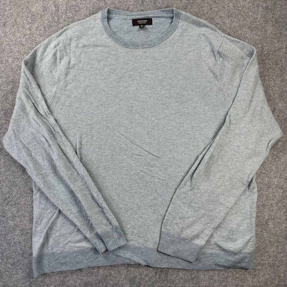 Nordstrom Mens Shop Sweater Mens 3XL Light Blue Wool Blend Crewneck Pullover